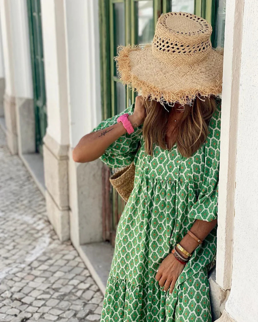 Elin | Boho Bomulls Maxi Kjole