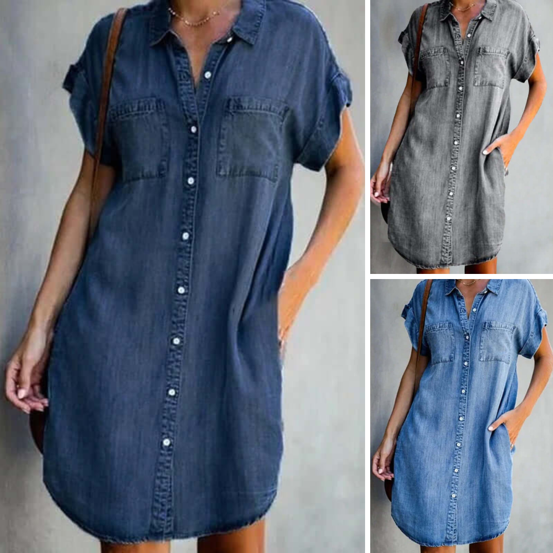 Elvora™ - Uformell Denim Kjole