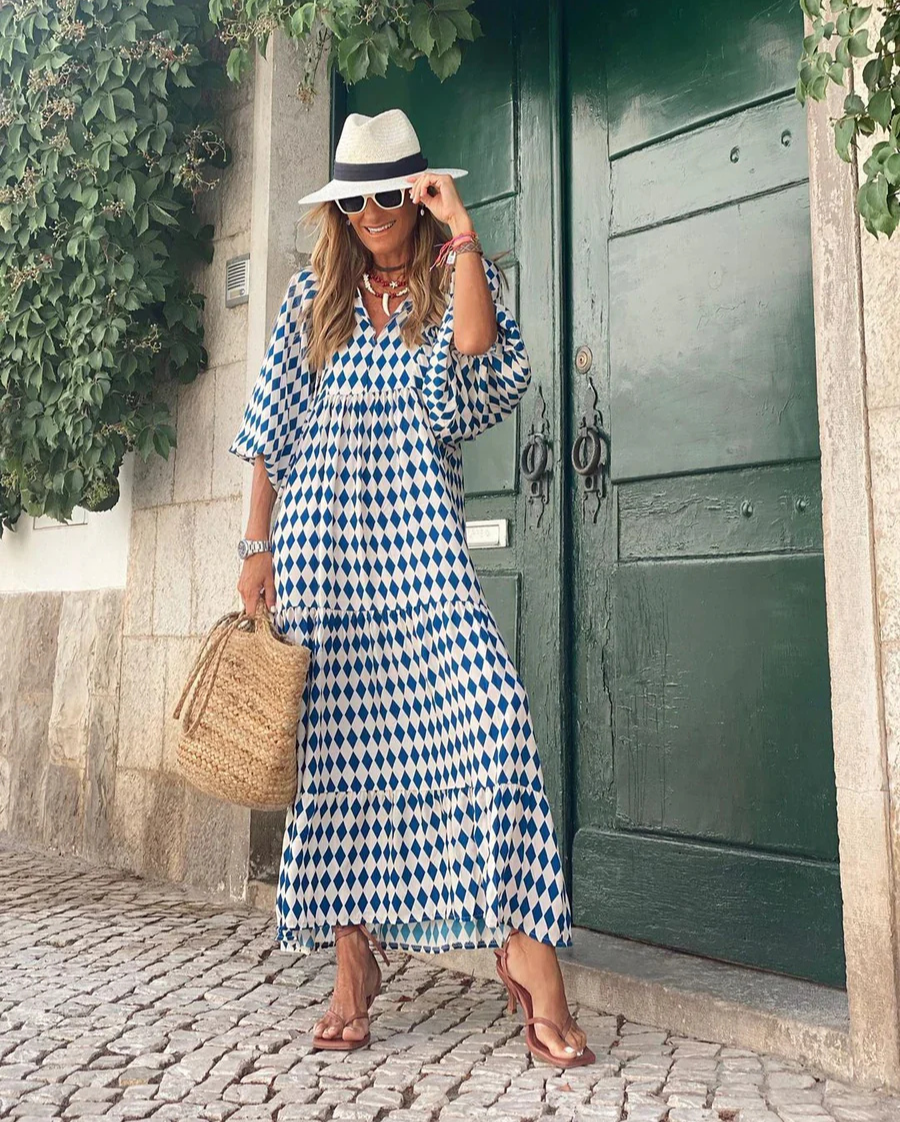 Elin | Boho Bomulls Maxi Kjole