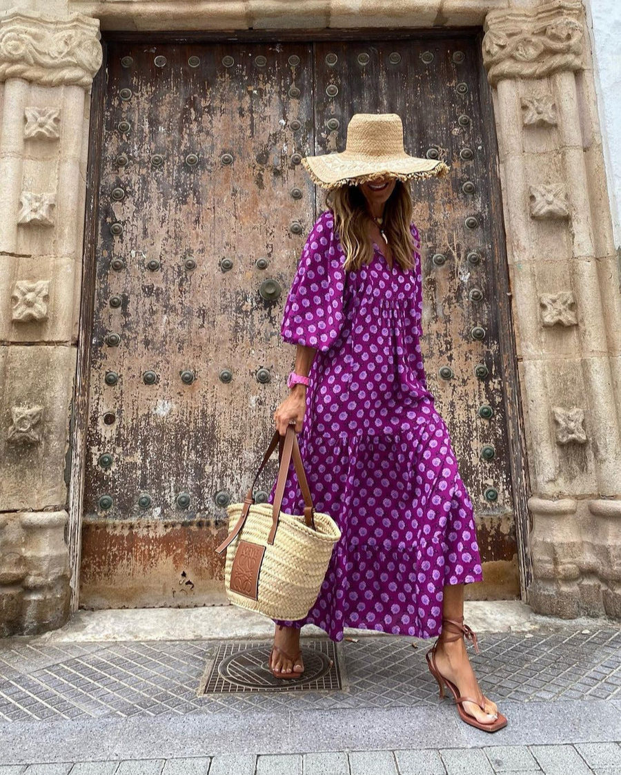 Elin | Boho Bomulls Maxi Kjole