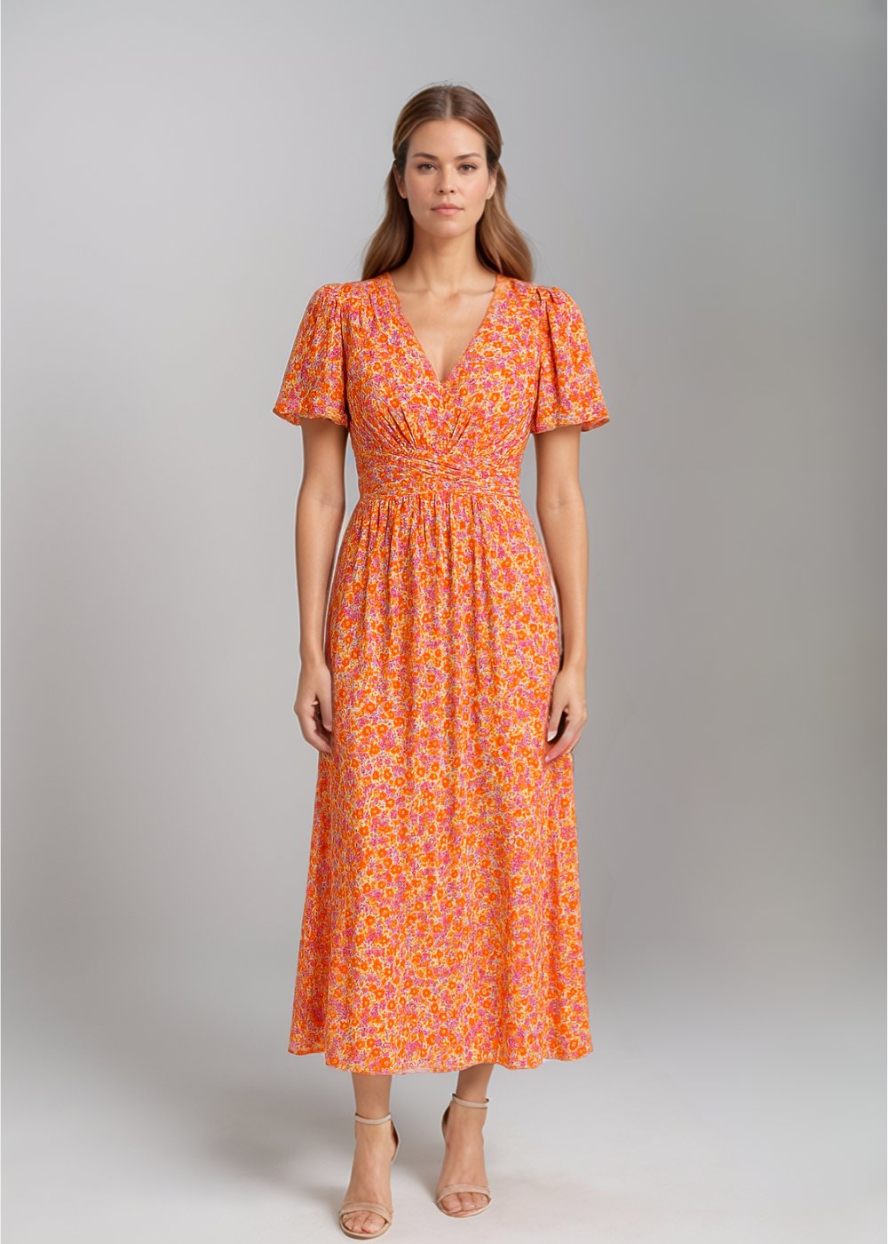 Seraphina™ | Blomstrete Maxikjole med Flattermer