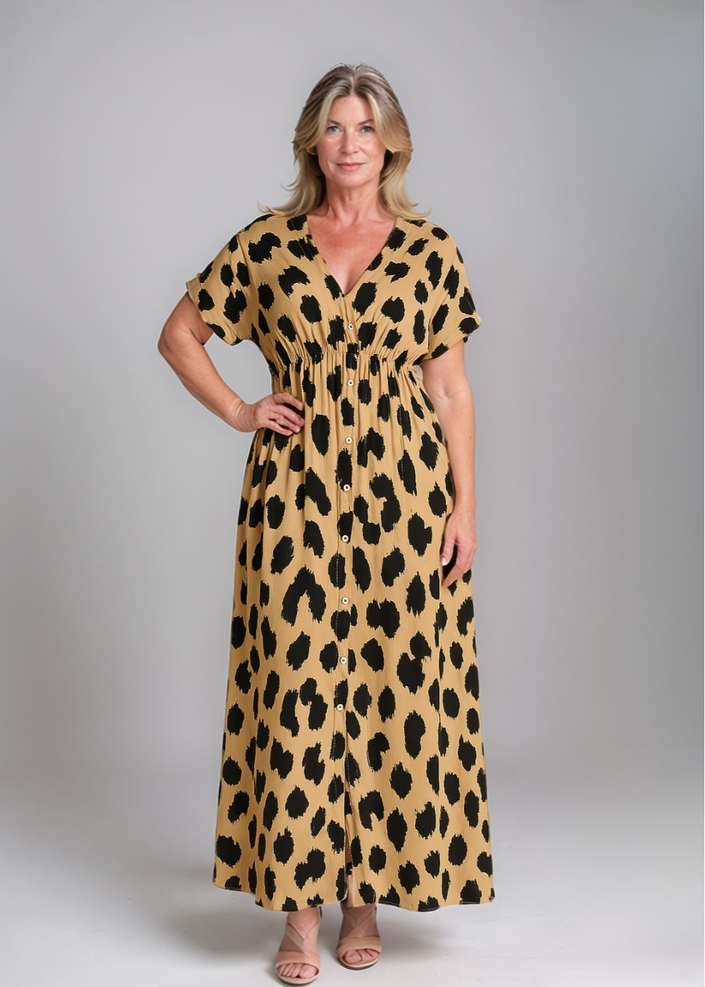 Fenja™ | Maxikjole med leopardmønster